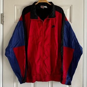 Vintage 90s Nike Windbreaker Jacket Colorblock Red Blue Black Grunge Streetwear